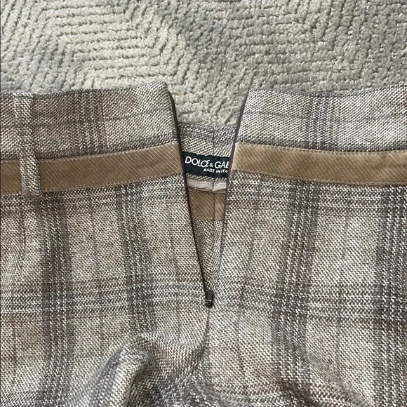 Dolce & Gabbana Plaid Tailored Pants Brown Gray Straight Leg Women Italy - Picture 13 of 13